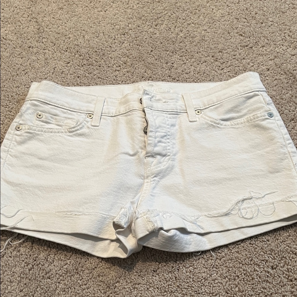 7 For All Mankind Cream Jean Shorts